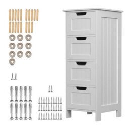 4-Drawer Bedside Cabinet Storage Nightstand Side Table - thumbnail 1