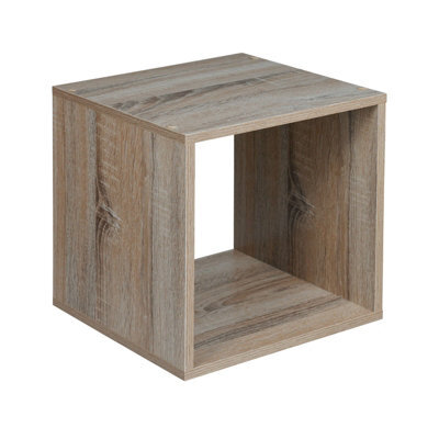 Urbn-Living Urbnliving Height 30Cm Shelves Cube Shelving Colour Antique Oak Cube Display Storage Wood Shelf - image 1