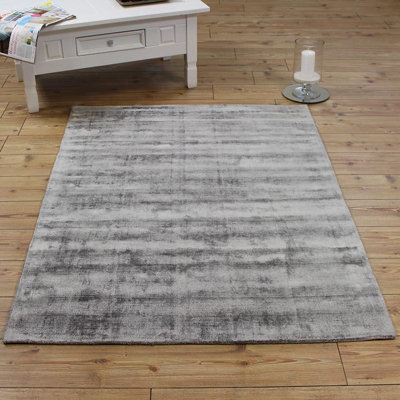 Silver Handmade , Luxurious , Modern , Plain Easy To Clean Viscose Rug For Living Room, Bedroom - 240Cm X 340Cm - image 1