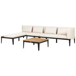 Beliani Garden Corner Sofa With Table 4 Seater Bracciano Right Hand Certified Acacia Wood Light Beige - thumbnail 5
