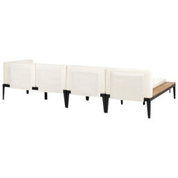 Beliani Garden Corner Sofa With Table 4 Seater Bracciano Right Hand Certified Acacia Wood Light Beige - thumbnail 6