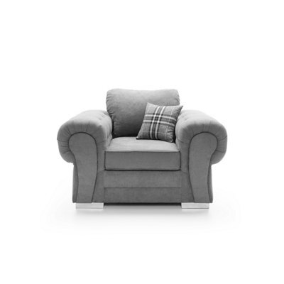 Abakus Direct Verona Armchair In Light Grey Linen Fabric - image 1
