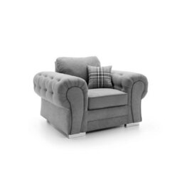 Abakus Direct Verona Armchair In Light Grey Linen Fabric - thumbnail 2