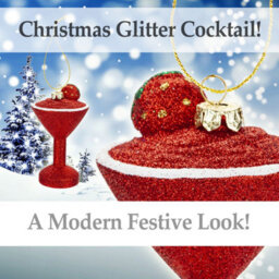Red Glitter Cocktail Decoration Hand Painted Hanging Christmas - thumbnail 3