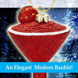 Red Glitter Cocktail Decoration Hand Painted Hanging Christmas - thumbnail 4