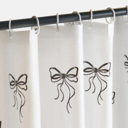 Ohs Bows Mould Proof Shower Curtain With 12 Hooks - Monochrome - thumbnail 3