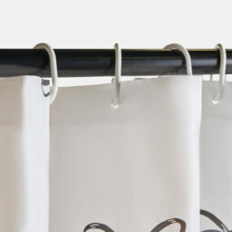 Ohs Bows Mould Proof Shower Curtain With 12 Hooks - Monochrome - thumbnail 4