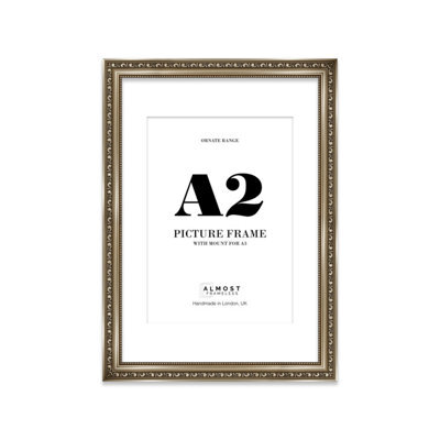 A2 Gunmetal  Ornate Picture Frame (59.4 X 42Cm) With Mount For A3 Poster, Photo, Artwork, Gallery Wall Or Print - image 1