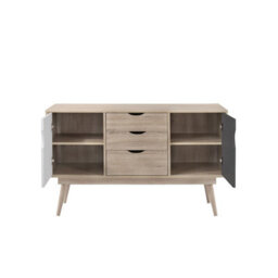Timber Art Design Alford Scandinavian Large Sideboard Nordic Retro Cupboard Unit Scandi Buffet Grey White - thumbnail 3
