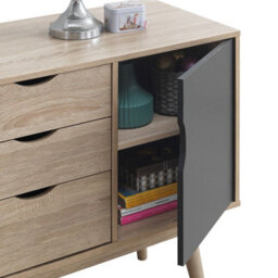 Timber Art Design Alford Scandinavian Large Sideboard Nordic Retro Cupboard Unit Scandi Buffet Grey White - thumbnail 4