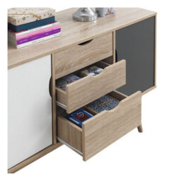 Timber Art Design Alford Scandinavian Large Sideboard Nordic Retro Cupboard Unit Scandi Buffet Grey White - thumbnail 5