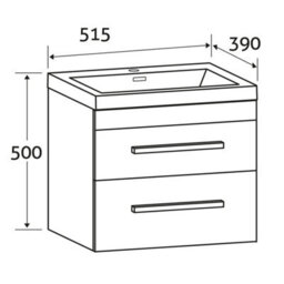 Plum&clay Novela Gloss White Wall Hung Vanity Unit With Crystal Basin (W)515mm - thumbnail 3