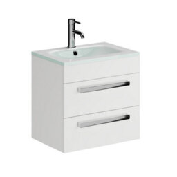 Plum&clay Novela Gloss White Wall Hung Vanity Unit With Crystal Basin (W)515mm - thumbnail 2
