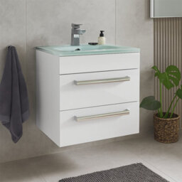 Plum&clay Novela Gloss White Wall Hung Vanity Unit With Crystal Basin (W)515mm - thumbnail 1