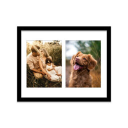 14X11 Inch 2 Opening Photo Collage Frame, Display Two 8X6 Inch Photos, Multi Aperture Family Picture Frame, Black - thumbnail 1