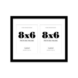 14X11 Inch 2 Opening Photo Collage Frame, Display Two 8X6 Inch Photos, Multi Aperture Family Picture Frame, Black - thumbnail 2