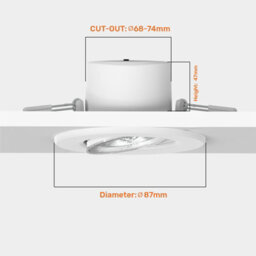 Paul Russells Led Downlight White Tilt Recessed Ceiling Spotlight 4.8W 500 Lumens, Ip44, Colour Changeable Cct3 Pack Of 10 - thumbnail 3