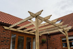 Arbor Garden Solutions Lean To Wooden Garden Pergola Kit - Orchid Design Wall Mounted Gazebo, 1.8M X 1.8M (Natural Finish) - thumbnail 6