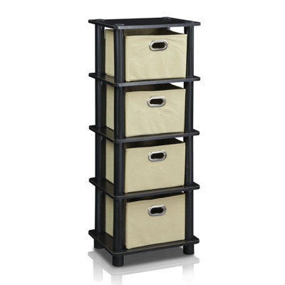 Walplus Furinno Turn-N-Tube 4-Bins System Rack, Espresso - image 1