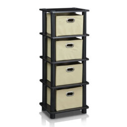 Walplus Furinno Turn-N-Tube 4-Bins System Rack, Espresso - thumbnail 1