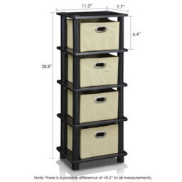 Walplus Furinno Turn-N-Tube 4-Bins System Rack, Espresso - thumbnail 3