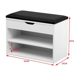 Avc Designs 60Cm Shoe Bench Wooden Shoe Storage Cabinet Organiser With Seat Cushion White - thumbnail 9