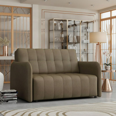 Viva Grand Ii Upholstered Sofa Bed With Wooden Legs Wooden Frame Bed Storage Freestanding Back 85X125X98Cm Beige - image 1