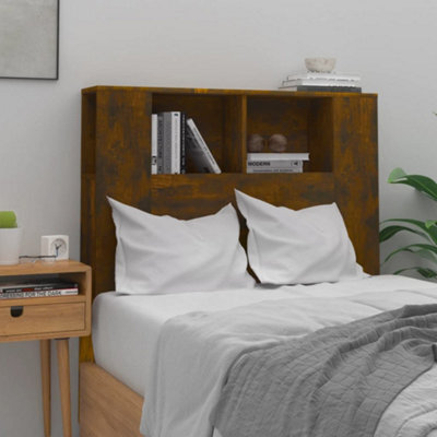 Berkfield Headboard Cabinet Smoked Oak 100X18.5X104.5 Cm - image 1