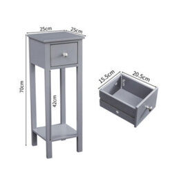 MCC Direct Set Of 2 Solid Wooden Bedside Table With Open Shelf And Drawer Grey Amelia By Mcc - thumbnail 7