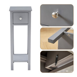 MCC Direct Set Of 2 Solid Wooden Bedside Table With Open Shelf And Drawer Grey Amelia By Mcc - thumbnail 5