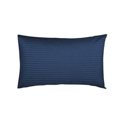 Belledorm 540 Thread Count Satin Stripe Housewife Pillowcases (Pair) Navy (One Size) - image 1