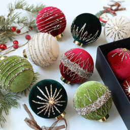 Amorly 12 Pack Flocked Velvet Christmas Ball Ornaments, 8Cm Hanging Tree Baubles, Seasonal Indoor Home Christmas Decor (Light Green) - thumbnail 4
