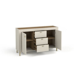 Arte Mossa 06 Sideboard Cabinet 137Cm - Cashmere And Oak, Hinged Doors, Drawers & Shelves - thumbnail 2