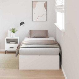 Berkfield Modern Storage Bed Frame White 90X190 Cm - thumbnail 2