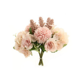 Living And Home Pink Romantic Artificial Bouquet Faux Silk Flower For Home Wedding Decoration