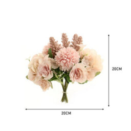Living And Home Pink Romantic Artificial Bouquet Faux Silk Flower For Home Wedding Decoration - thumbnail 5