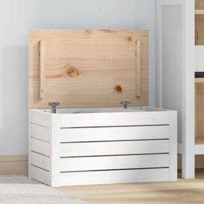 Walplus Storage Box White 59.5X36.5X33 Cm Solid Wood Pine - image 1