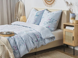 Beliani Duvet Cover Set Evergreen Sateen Cotton 220 X 240 Cm Light Blue - thumbnail 2