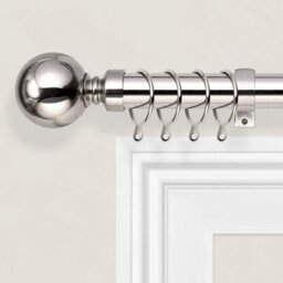 Ameha Curtain Metal Pole Extendable Curtain Rod,60mm Finials, Ring,brackets And Fitting Set (120-210Cm, 48''- 84'',brushed Silver) - thumbnail 2