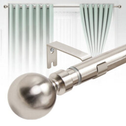 Ameha Curtain Metal Pole Extendable Curtain Rod,60mm Finials, Ring,brackets And Fitting Set (120-210Cm, 48''- 84'',brushed Silver) - thumbnail 7