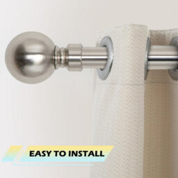 Ameha Curtain Metal Pole Extendable Curtain Rod,60mm Finials, Ring,brackets And Fitting Set (120-210Cm, 48''- 84'',brushed Silver) - thumbnail 9