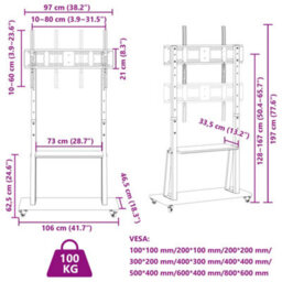 Walplus Tv Stand On Wheels 32-90 Inch Screen Max Vesa 800X600 mm 100Kg - thumbnail 9