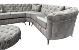 Stratus Interiors Ambassador Panel Sofa Luxury Design With Metal Trim Accents - L Shape Corner- Silver Trim