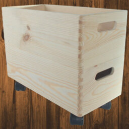 Woodeedoo 2 Tier Narrow Wooden Storage Box Set On Wheels Stackable Pine Crates For Kitchen Bathroom Under Desk 40X20X31.5 Cm