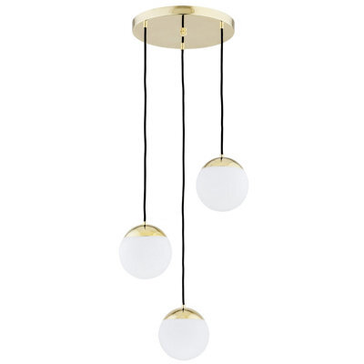 Luminosa Lighting Luminosa Livia Cluster Pendant Ceiling 3 Light Opal Matt, Brass Steel Ip44 - image 1