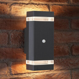 Auraglow Pir Motion Sensor Double Up & Down Wall Light - Kingstone - Anthracite - Warm White