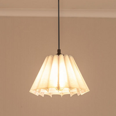 Valuelights Lauren White Fabric Pleated Scallop Edge Tapered Ceiling Floor Table Lamp Shade And Bulb (D)25Cm - image 1