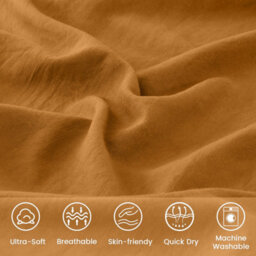 Bedlooms Ochre Cotton Duvet Cover Set, Breathable & Anti-Allergic Bedding Pack, Super King 260X220Cm - thumbnail 4