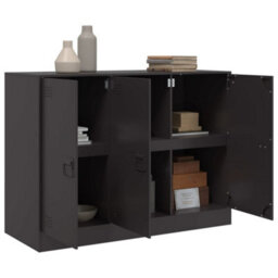 Berkfield Sideboard Black 99X39X73 Cm Steel - thumbnail 5