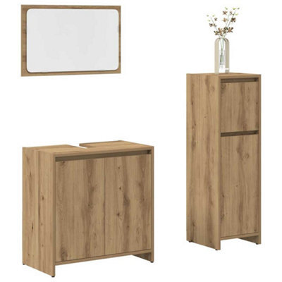 Berkfield 3 Piece Bathroom Furniture Set Artisan Oak Engineered Wood - image 1